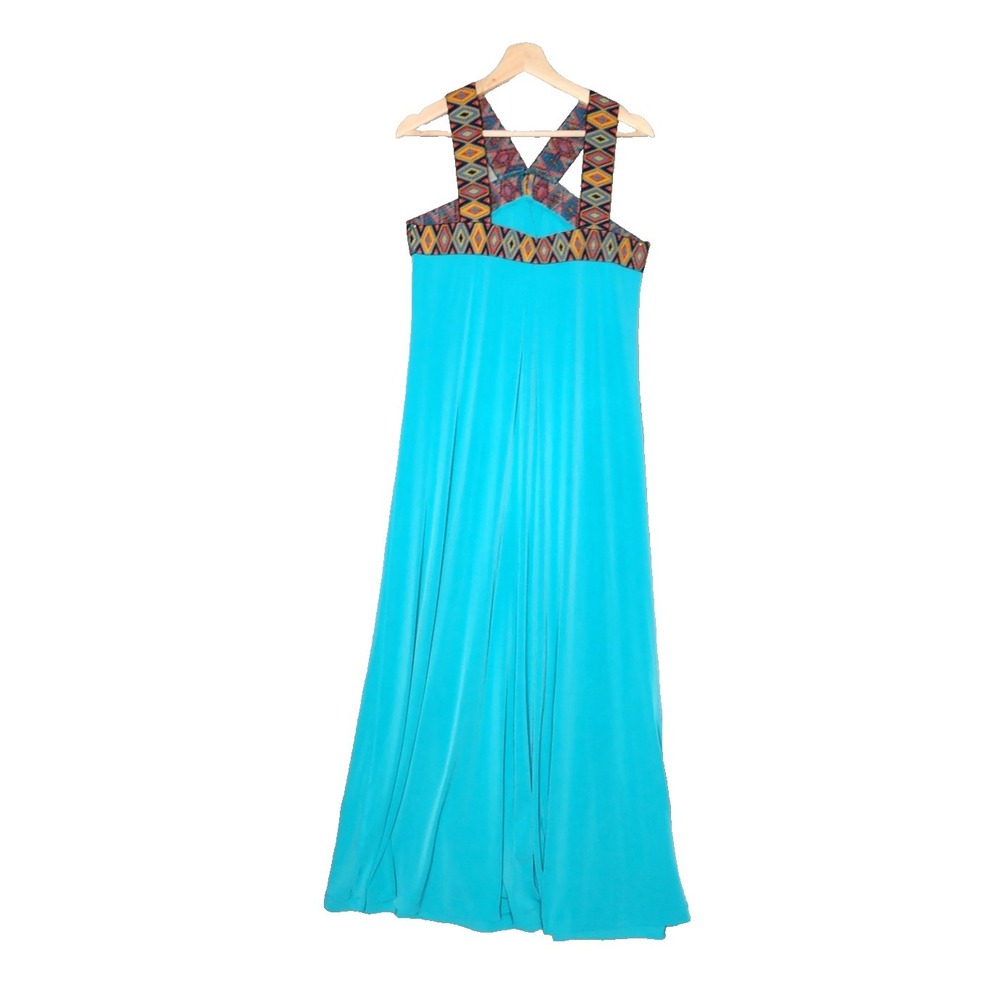 New York & Co Dress Womens Large Maxi Long Sleeveless Swing Relaxed Pleated Boho
